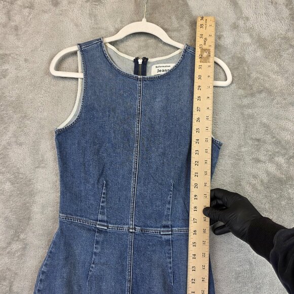 Reformation Jeans Dress Womens 6 Denim Zinnia Raw Hem Exposed Zip Made in USA - Picture 5 of 10